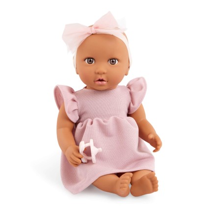Lalka niemowlę ze smoczkiem, w sukience i opasce, wersja różowa / LullaBaby
