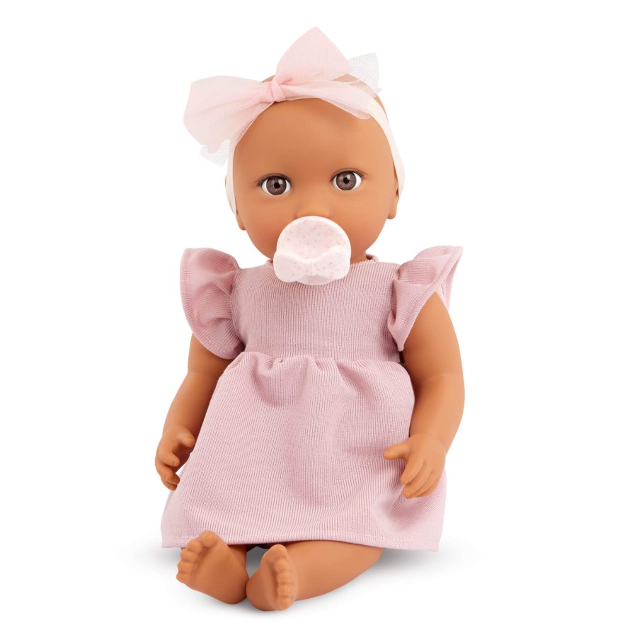 Lalka niemowlę ze smoczkiem, w sukience i opasce, wersja różowa / LullaBaby