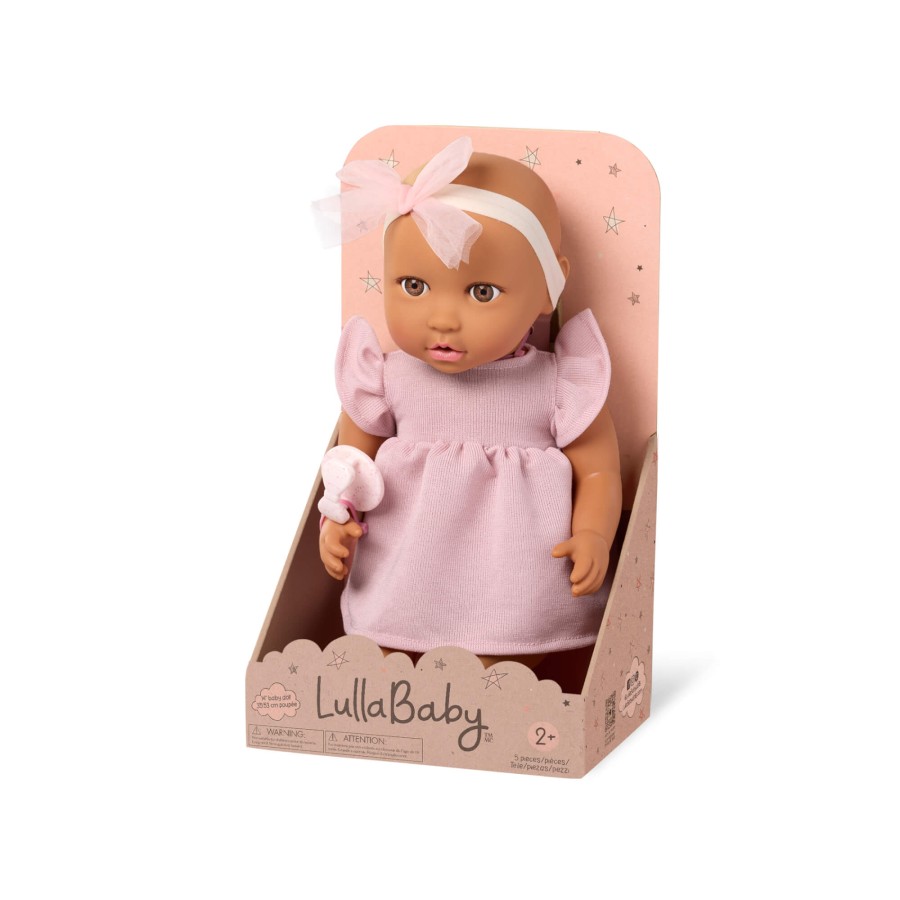 Lalka niemowlę ze smoczkiem, w sukience i opasce, wersja różowa / LullaBaby