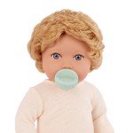 Lalka niemowlę chłopiec z włosami i smoczkiem, w dwuczęściowym ubranku - blondyn / LullaBaby