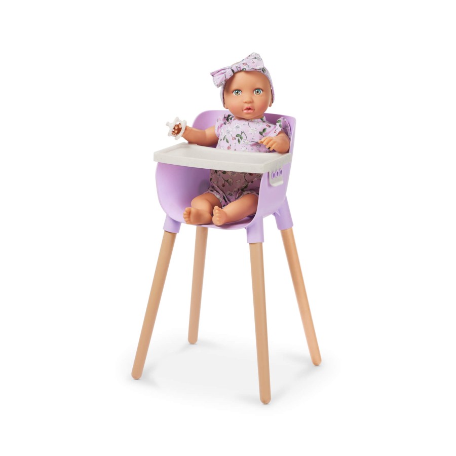Combo dla lalki niemowlaka – krzesełko do karmienia, kojec i spacerówka, wersja fioletowa / LullaBaby