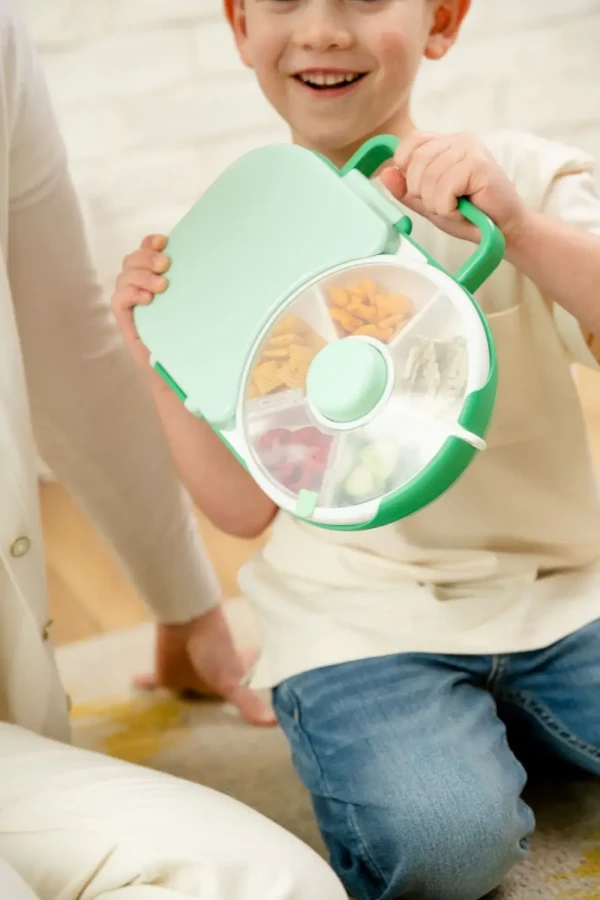 LUNCHBOX & SNACK SPINNER 2IN1 śniadaniówka dla dzieci, Sage Green / GOBE