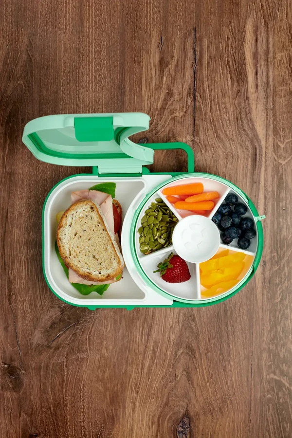 LUNCHBOX & SNACK SPINNER 2IN1 śniadaniówka dla dzieci, Sage Green / GOBE