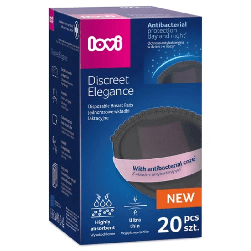Wkładki laktacyjne antybakteryjne Discreet Elegance 20 szt., czarne / LOVI
