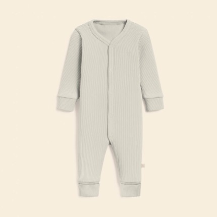 Rampers niemowlęcy z prążkowanej dzianiny z regulacją - Cream / Babysteps