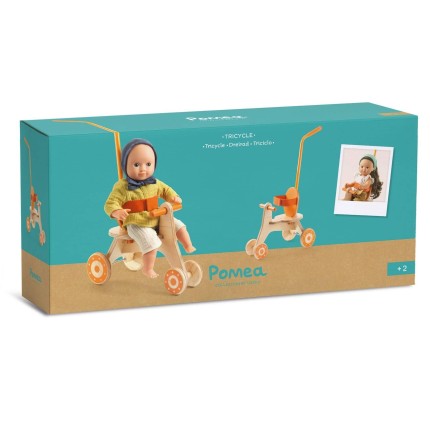 Rowerek 3-kołowy z rączką dla lalek POMEA / Djeco