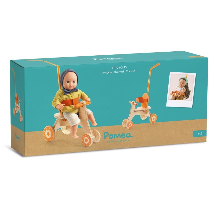 Rowerek 3-kołowy z rączką dla lalek POMEA / Djeco
