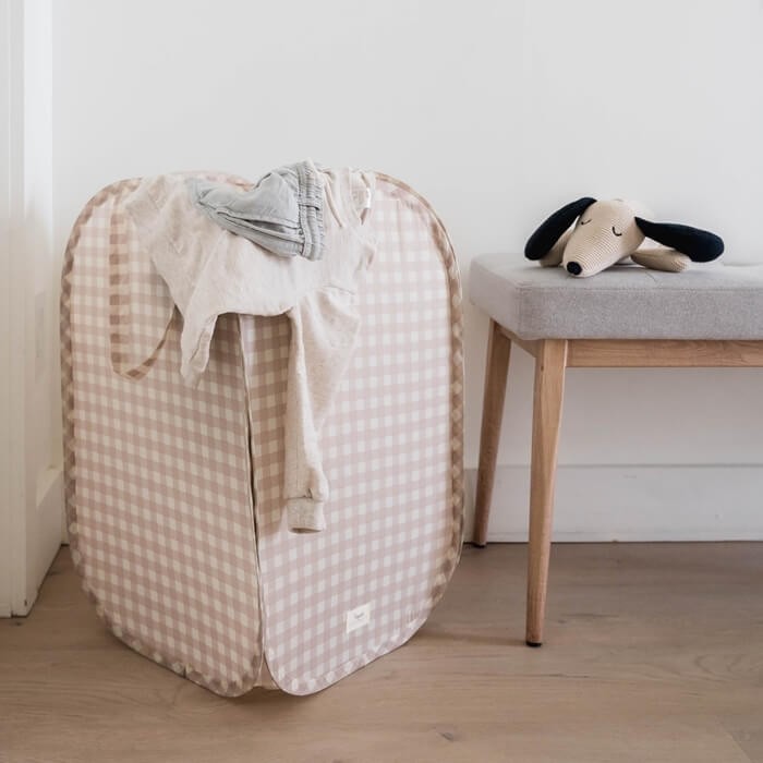 Kosz na pranie i zabawki Pop-up Gingham Beige / 3 Sprouts