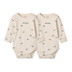 Body niemowlęce Yanni 2-pak - Mini whale, Sandy / Liewood