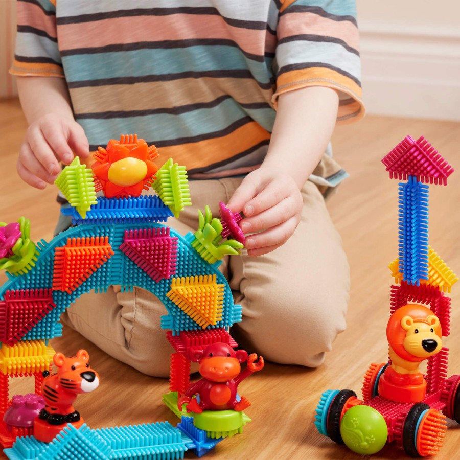 Jungle Adventures - klocki jeżyki w tubie - zestaw DŻUNGLA, 54 elementy / B.Toys