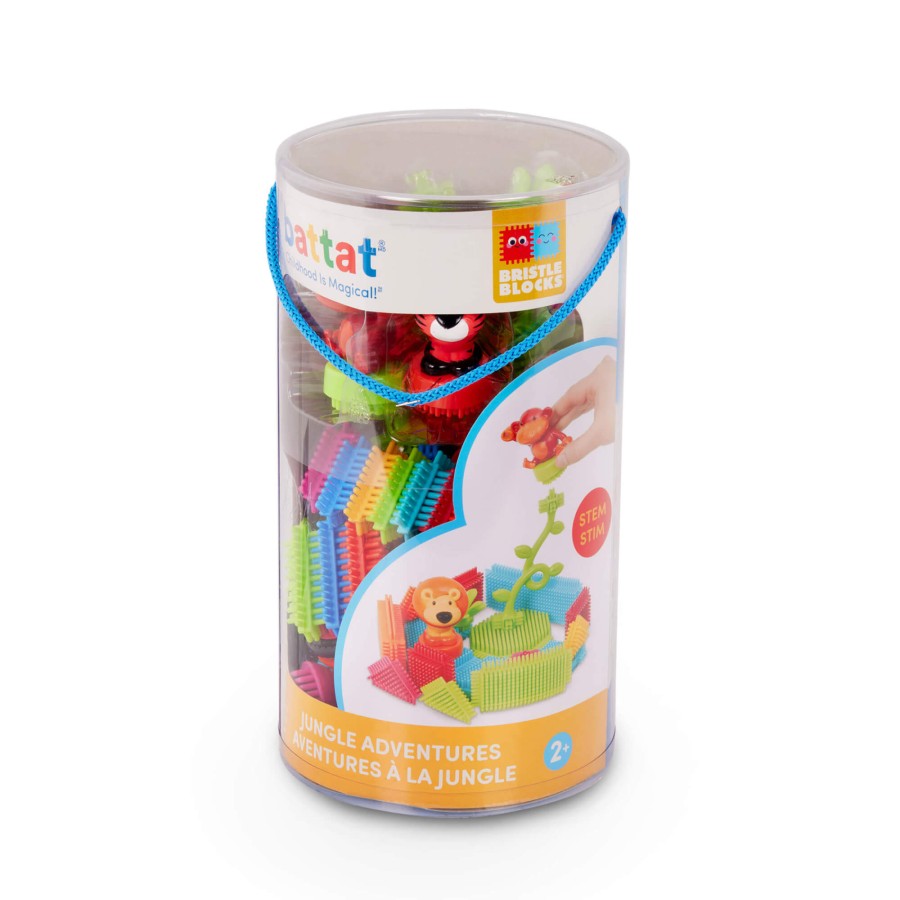 Jungle Adventures - klocki jeżyki w tubie - zestaw DŻUNGLA, 54 elementy / B.Toys