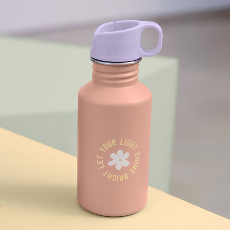 Bidon ze stali nierdzewnej z ustnikiem i uchwytem 500 ml Pattern Party rose & lilac / Lassig