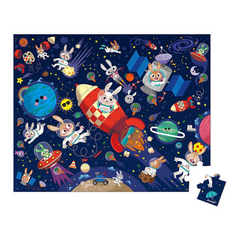 Puzzle w walizce Rakieta kosmiczna 54 elementy / Janod
