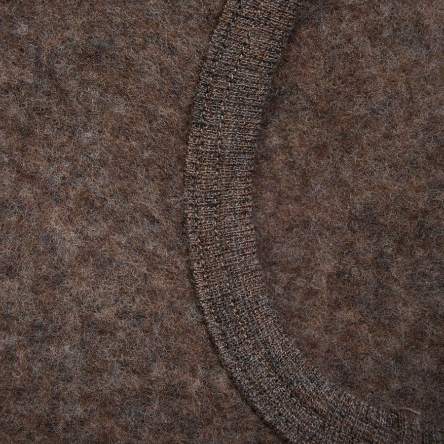 Kominiarka 100% wełny merino z uszkami misia - Brown Melange / HUTTEliHUT