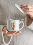 Dziecięcy kubek z kamionki Valentin z pokrywką i zaparzaczem - Red / Bloomingville Mini