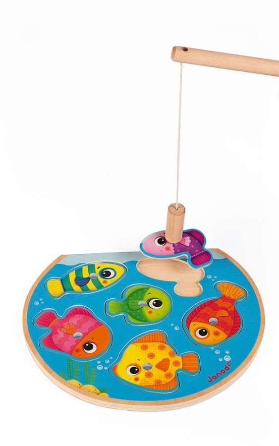 Puzzle z magnesami Szybkie rybki z wędką / Janod