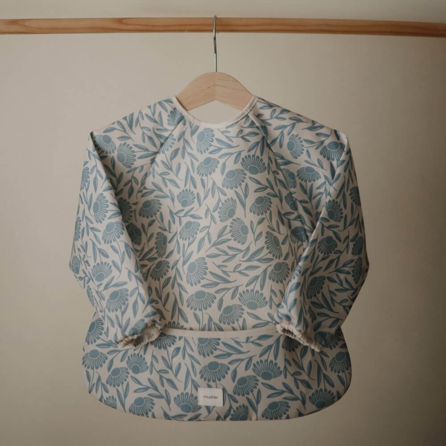 Śliniak z długim rękawem – Blue Flowers / Mushie