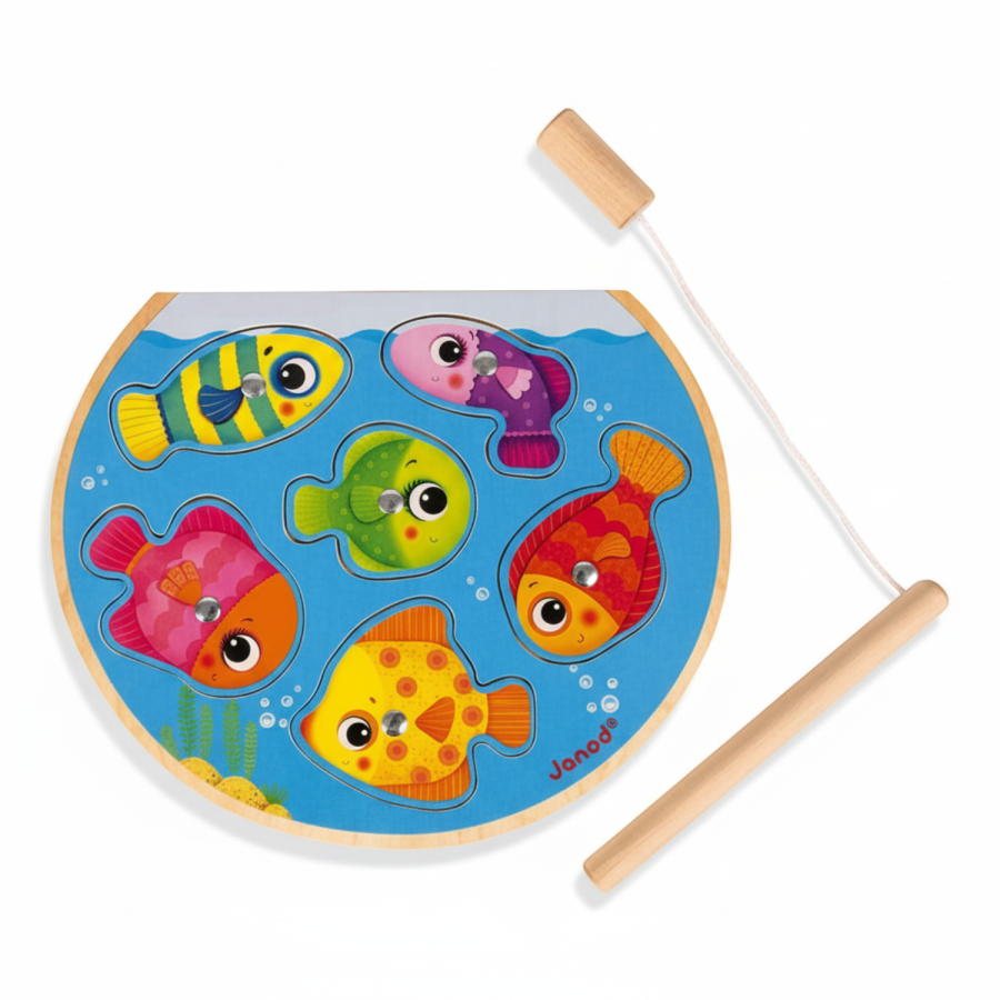 Puzzle z magnesami Szybkie rybki z wędką / Janod