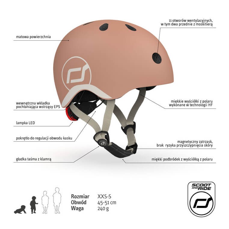 Kask XXS-S dla dzieci 1rż+ Mocha / Scootandride