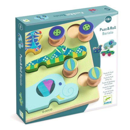 Drewniana układanka 2w1 PUZZ & ROLL BARIOLO  / Djeco