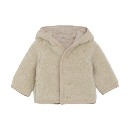 Kurtka 100% wełny merino Pixie Teddy - Cement / HUTTEliHUT