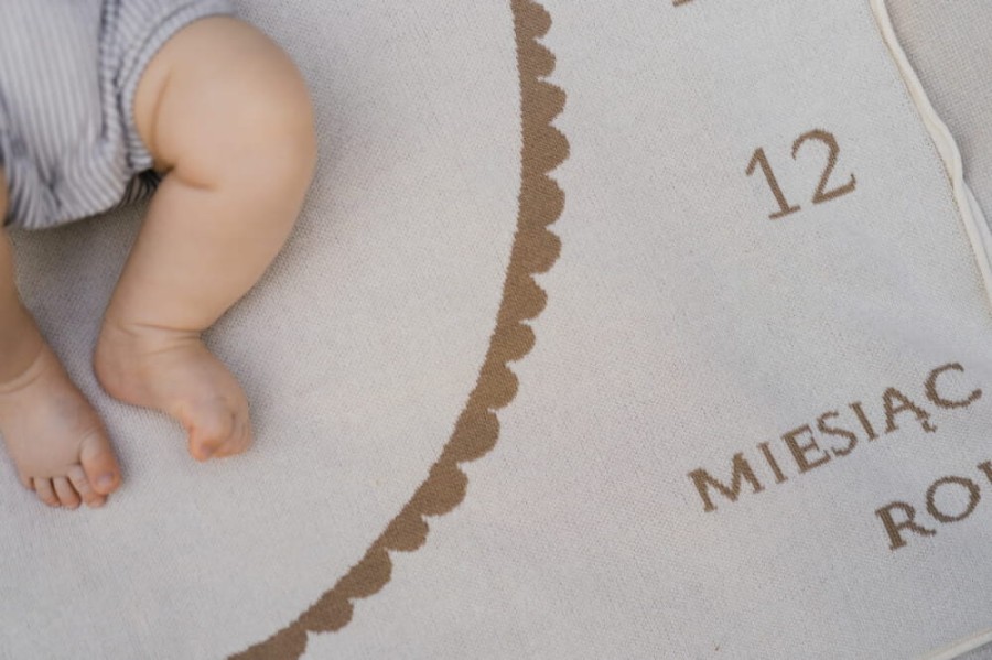 Bambusowo-bawełniany kocyk do zdjęć - oh baby Oat Teddy Bear / Mommy Planner