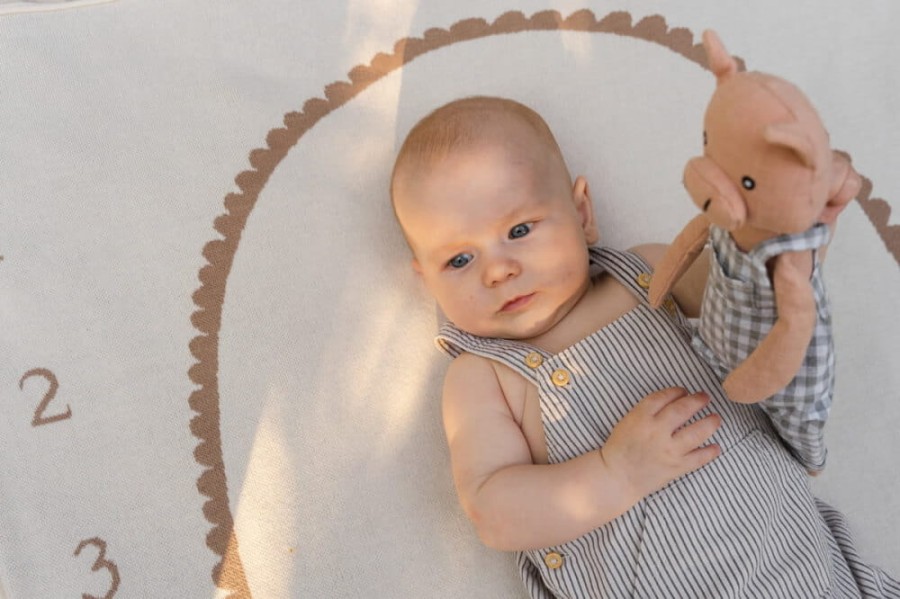 Bambusowo-bawełniany kocyk do zdjęć - oh baby Oat Teddy Bear / Mommy Planner