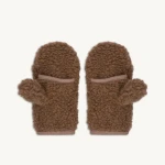 Rękawiczki z wełny merino z klapką dla dorosłych - teddy brown / Happymess