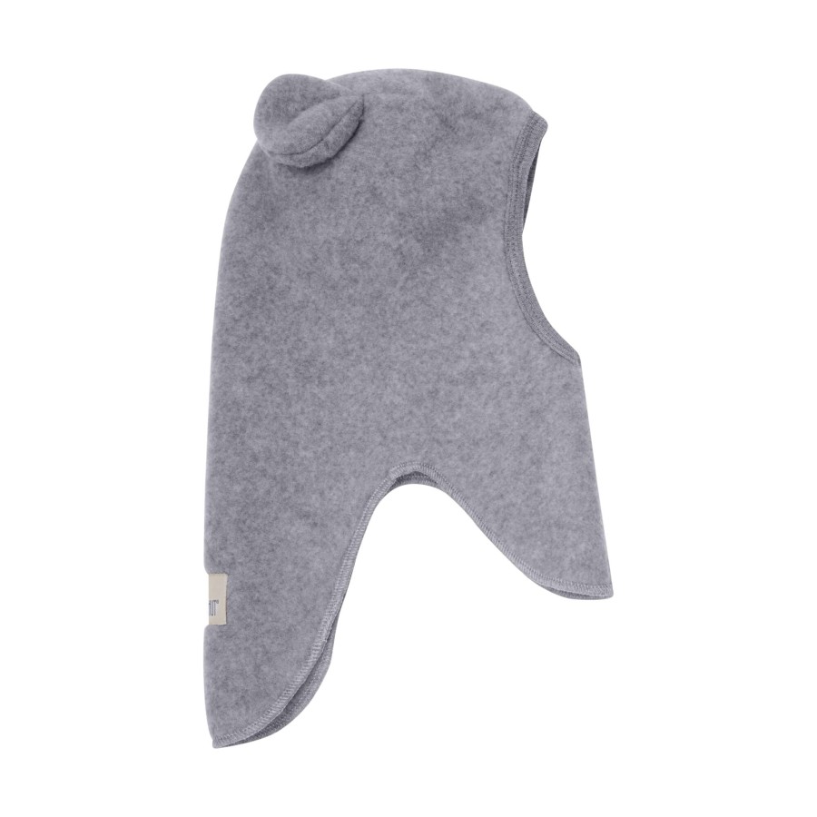 Kominiarka 100% wełny merino z uszkami misia - Medium grey melange / HUTTEliHUT