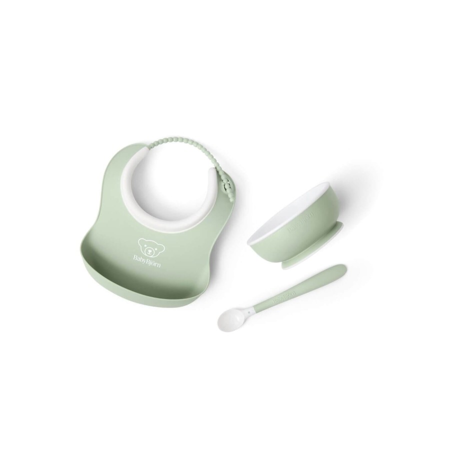 Zestaw do karmienia 3 szt. - Powder Green / BabyBjorn