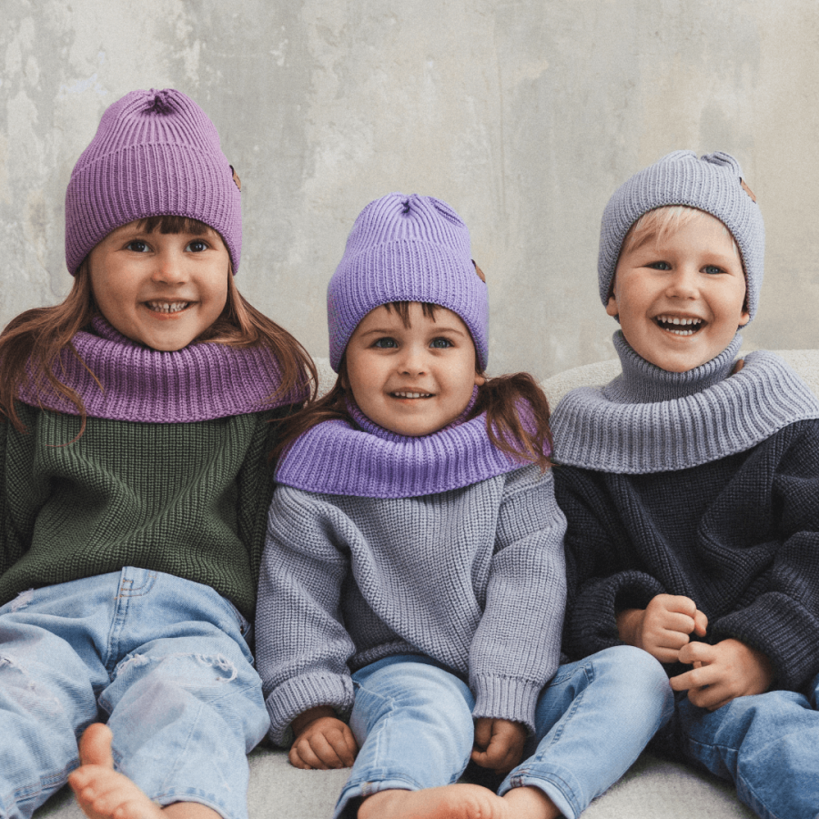 Komin z golfem merino WINTER LAVENDER / Patulove