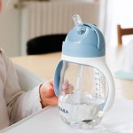 Bidon tritanowy ze słomką, 300 ml - windy blue / Beaba