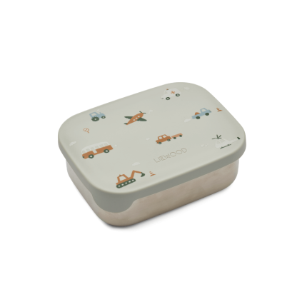 Lunchbox z przegródkami Arthur - Vehicles, Dove blue mix / Liewood