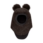 Kominiarka z pomponami z futra alpaki - Dark Brown Melange / HUTTEliHUT