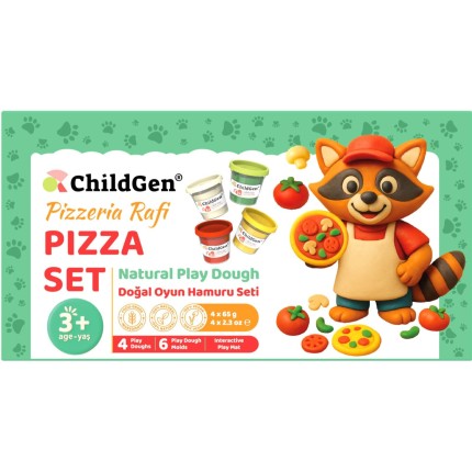 Zestaw kreatywny Paw Pals Pizzeria Rafi, 4 ciastoliny, foremki, mata / ChildGen