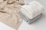 Kocyk ze 100% wełny merino warm beige Floral - premium collection / My Memi