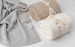 Otulacz ze 100% wełny merino cream Leaves - premium collection / My Memi