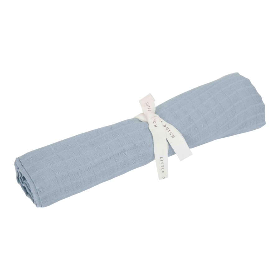 Otulacz muślinowy 120x120 cm Pure Denim Blue / Little Dutch