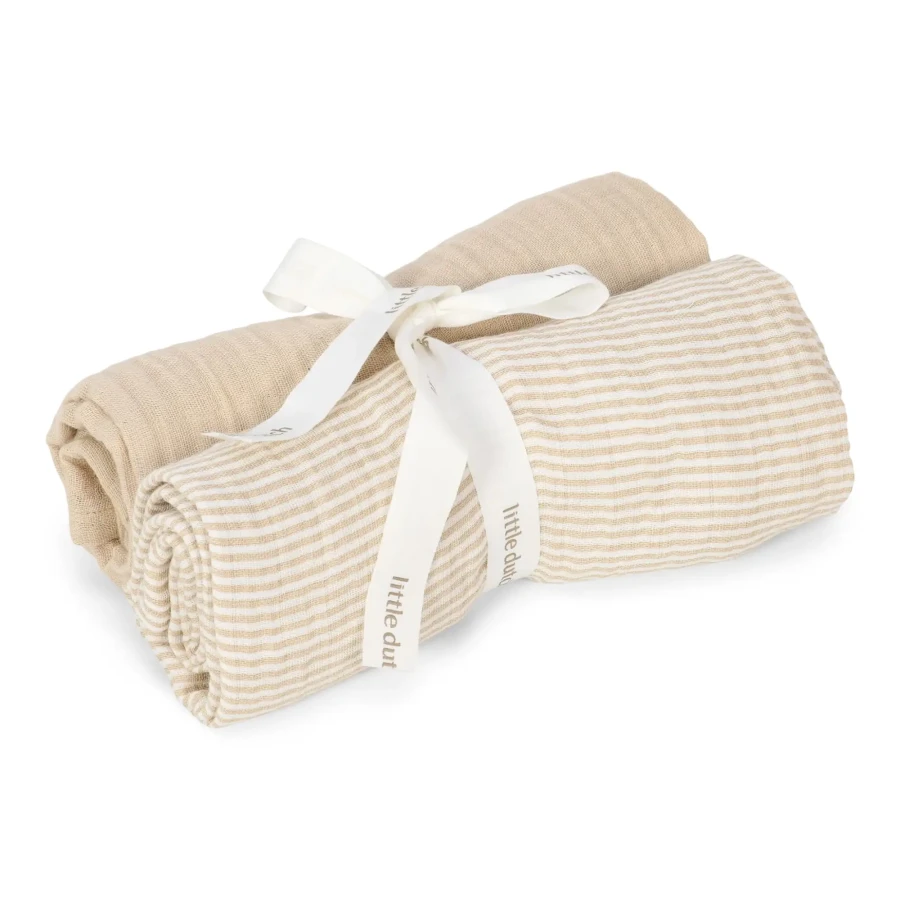 Otulacze muślinowe 70x70 cm - Pure Soft Beige / Little Dutch