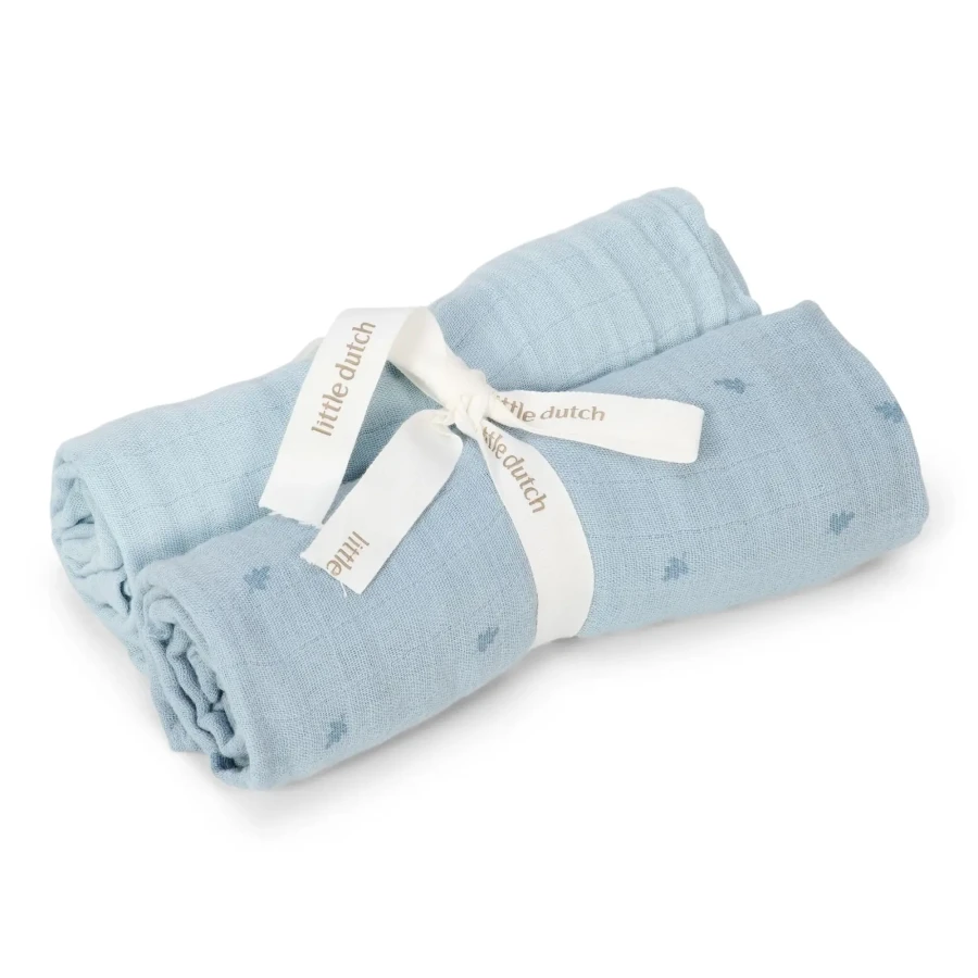 Otulacze muślinowe 70x70 cm - Pure Denim Blue / Little Dutch