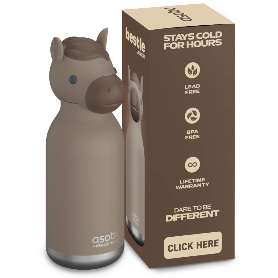 Butelka termiczna ze słomką Bestie, 460 ml - Koń / Asobu