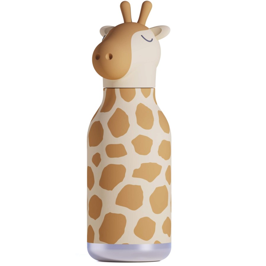 Butelka termiczna ze słomką Bestie, 460 ml - Żyrafa / Asobu