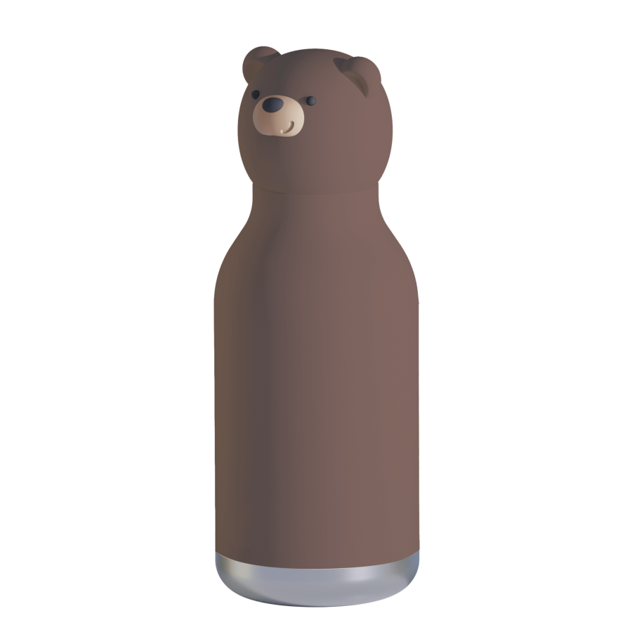 Butelka termiczna ze słomką Bestie, 460 ml - Niedźwiedź / Asobu