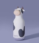 Butelka termiczna ze słomką Bestie, 460 ml - Krowa / Asobu