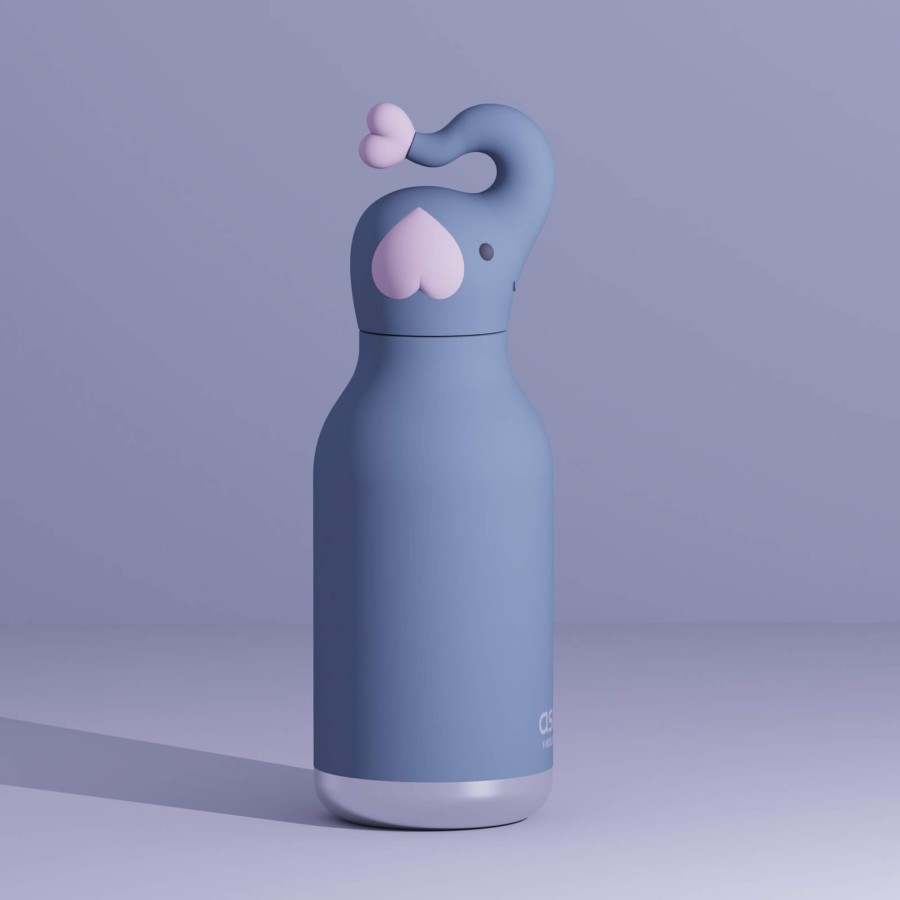 Butelka termiczna ze słomką Bestie, 460 ml - Słoń / Asobu