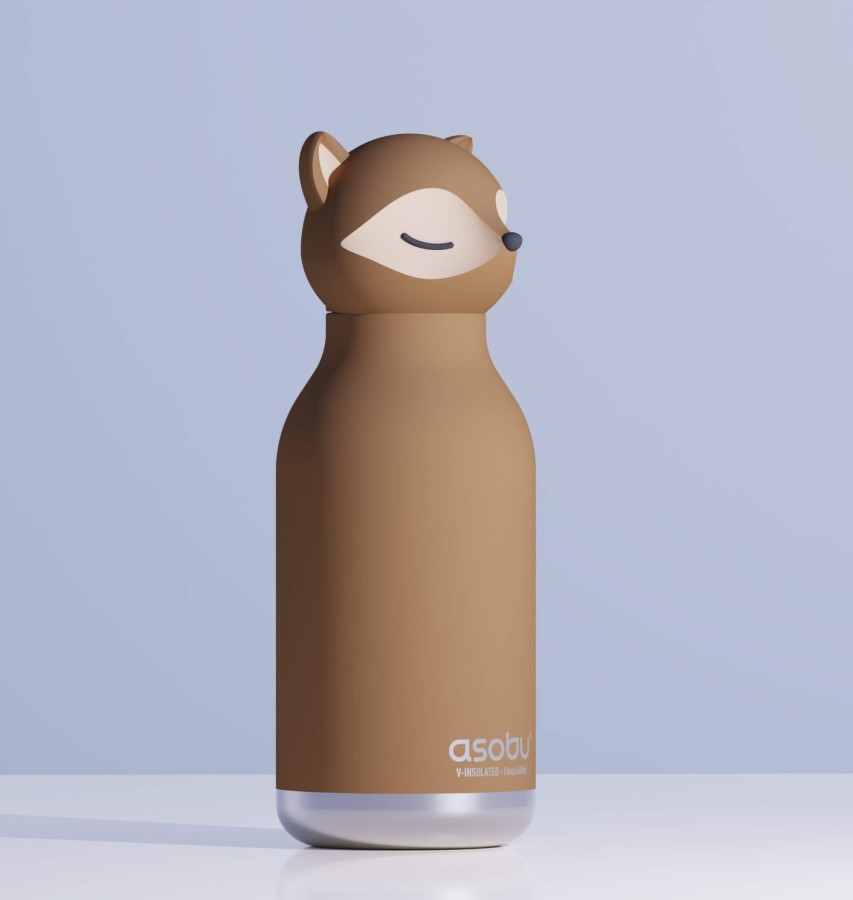 Butelka termiczna ze słomką Bestie, 460 ml - Lis / Asobu