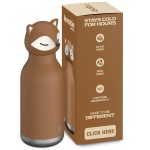 Butelka termiczna ze słomką Bestie, 460 ml - Lis / Asobu