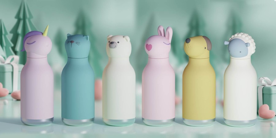 Butelka termiczna ze słomką Bestie, 460 ml - Jednorożec / Asobu
