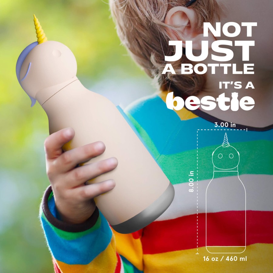 Butelka termiczna ze słomką Bestie, 460 ml - Jednorożec / Asobu