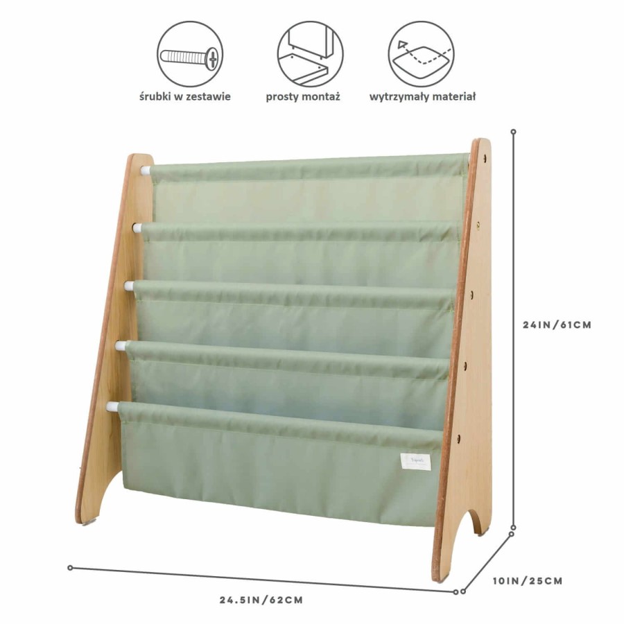 Stojak na Książki Recycled Solid Green / 3 Sprouts